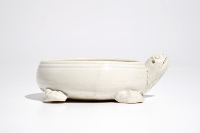 A Chinese cream-glazed porcelain turtle shaped ink stone, Yuan/Song or later