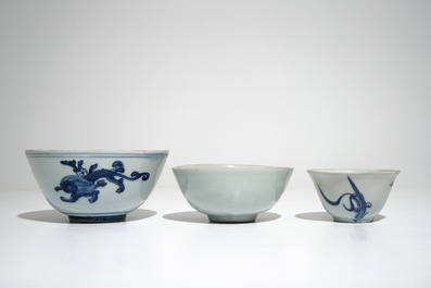 A group of Chinese blue and white wares, Ming