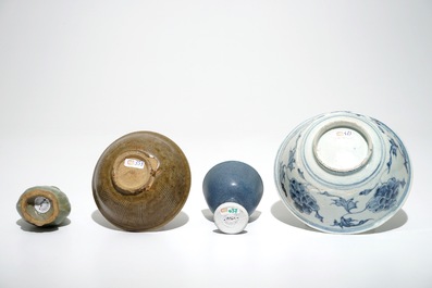 A group of Chinese monochrome and blue and white porcelain, Song and later