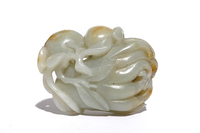 A Chinese mottled jade model of a Buddha's hand, 19th C.