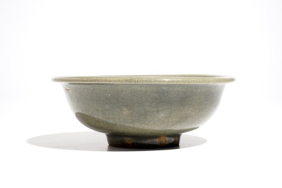 A Chinese monochrome dark Longquan celadon bowl, Ming