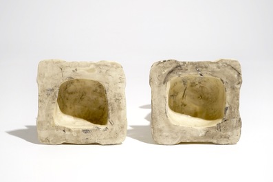 A pair of Chinese blanc de Chine models of a boy and a girl, 20th C.