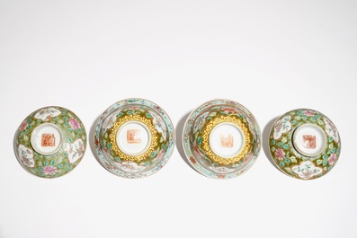 A pair of Chinese famille rose Straits or Peranakan covered bowls, 19th C.