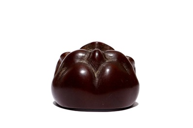 A Japanese carved boxwood netsuke of a devil&rsquo;s or demon&rsquo;s head, Edo/Meiji, 18/19th C.