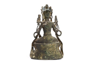 A Chinese laquered bronze figure of Guanyin, Ming
