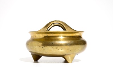 A Chinese bronze tripod censer, Xuande mark, 19th C.