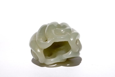 A Chinese pale celadon jade model of a Buddha hand, 19/20th C.