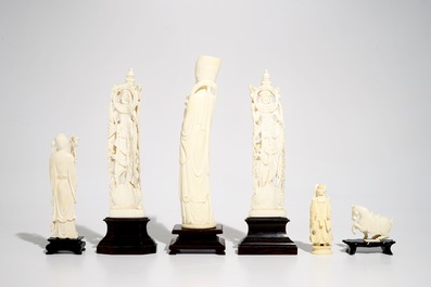 Six Chinese and Indian ivory figures, early 20th C.