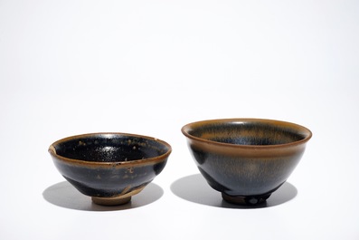 Two Chinese Jian hare's fur tea bowls, prob. Song