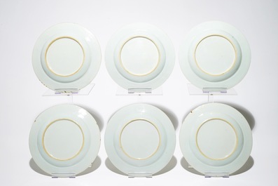Six assiettes en porcelaine de Chine de style Meissen, Qianlong