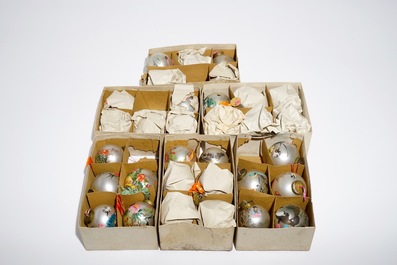 Thirty-two Chinese painted glass Christmas balls, 20th C.