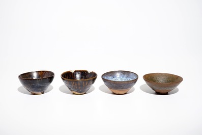 Four various Chinese Jian temmoku type bowls, prob. Song