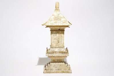 A large Japanse pagoda-shaped bone shrine, Meiji, late 19th C.