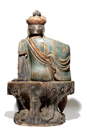 Un grand mod&egrave;le de Bouddha en bois sculpt&eacute;, Chine, 19&egrave;me