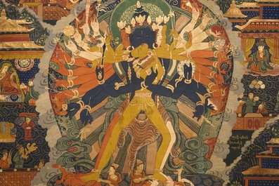Un thangka figurant Chakrasamvara, Tibet, 19/20&egrave;me