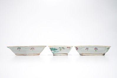 A Chinese famille rose sweetmeat or rice table set with lotus pond design, 19th C.