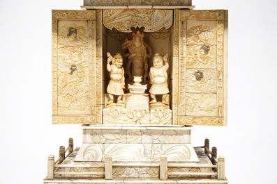 A large Japanse pagoda-shaped bone shrine, Meiji, late 19th C.