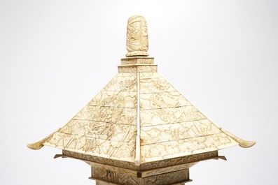 A large Japanse pagoda-shaped bone shrine, Meiji, late 19th C.