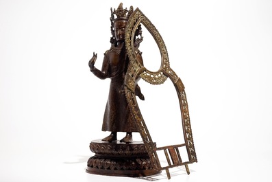 A large bronze figure of Buddha Dipankara, Nepal, 18/19th C.