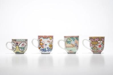 Douze tasses en porcelaine de Chine famille rose, Yongzheng/Qianlong