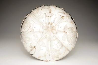 A fine large Chinese silver pumpkin-shaped condiments box and cover, Qing Yun, Tientsin, 18/19th C.