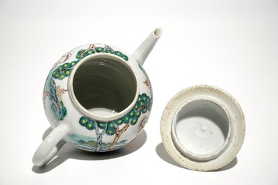 A Chinese famille rose teapot and cover with erotical design, Qianlong