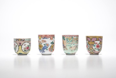 Douze tasses en porcelaine de Chine famille rose, Yongzheng/Qianlong