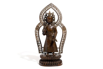 A large bronze figure of Buddha Dipankara, Nepal, 18/19th C.