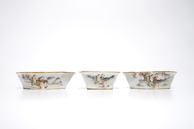 A Chinese qianjiang cai sweetmeat or rice table set with figural design, 19th C.