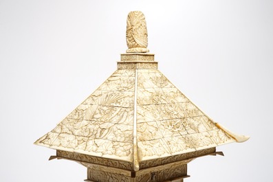 A large Japanse pagoda-shaped bone shrine, Meiji, late 19th C.