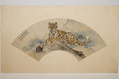 Xiong Gengchang (1884-1961), Un l&eacute;opard de l'amour au repos, dat&eacute; 1951
