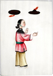 Une bo&icirc;te de petits tableaux sur papier de rize, Chine, Canton, 19&egrave;me