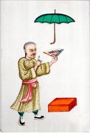 A box of Chinese rice or pith paper paintings, Canton, 19th C.
