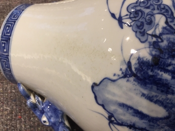 A Chinese blue and white &ldquo;Three Friends of Winter&rdquo; hu vase, Qianlong mark, 19/20th C.