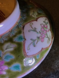A pair of Chinese famille rose Straits or Peranakan covered bowls, 19th C.