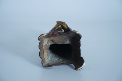 Un mod&egrave;le de Wenchang Dijun en bronze dor&eacute; et polychrom&eacute;, Chine, Ming