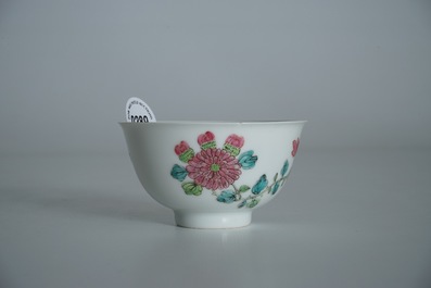 A Chinese famille rose cup and saucer, Yongzheng