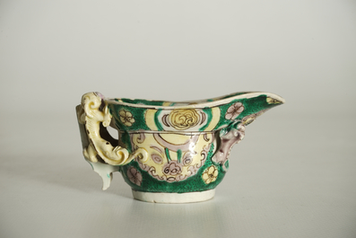 A Chinese famille verte libation cup, Kangxi