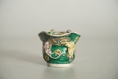 A Chinese famille verte libation cup, Kangxi