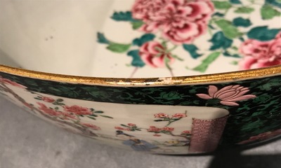 A large Chinese famille rose bowl with a fine figurative design, Yongzheng