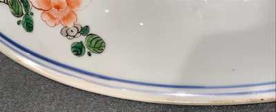 A Chinese famille verte dish with a flower basket, Kangxi