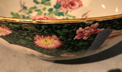 A large Chinese famille rose bowl with a fine figurative design, Yongzheng