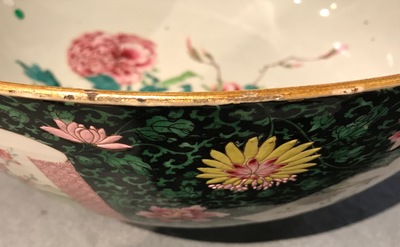 A large Chinese famille rose bowl with a fine figurative design, Yongzheng