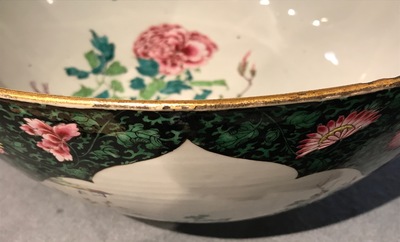 A large Chinese famille rose bowl with a fine figurative design, Yongzheng