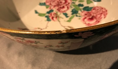 A large Chinese famille rose bowl with a fine figurative design, Yongzheng