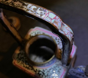 Two Chinese Canton enamel teapots and covers, Qing