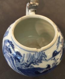 A Chinese blue and white silver-mounted mustard jar, Kangxi