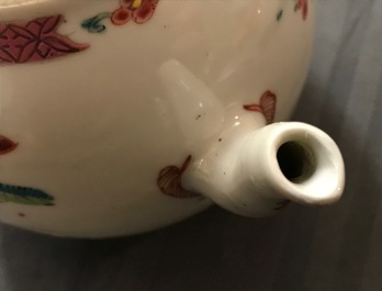 A globular Chinese famille rose teapot and cover, Yongzheng