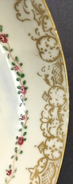 A Chinese export porcelain &quot;Commedia dell'Arte&quot; saucer dish after Watteau, Qianlong