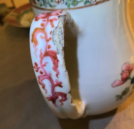 A large Chinese famille rose armorial jug with floral design, Yongzheng